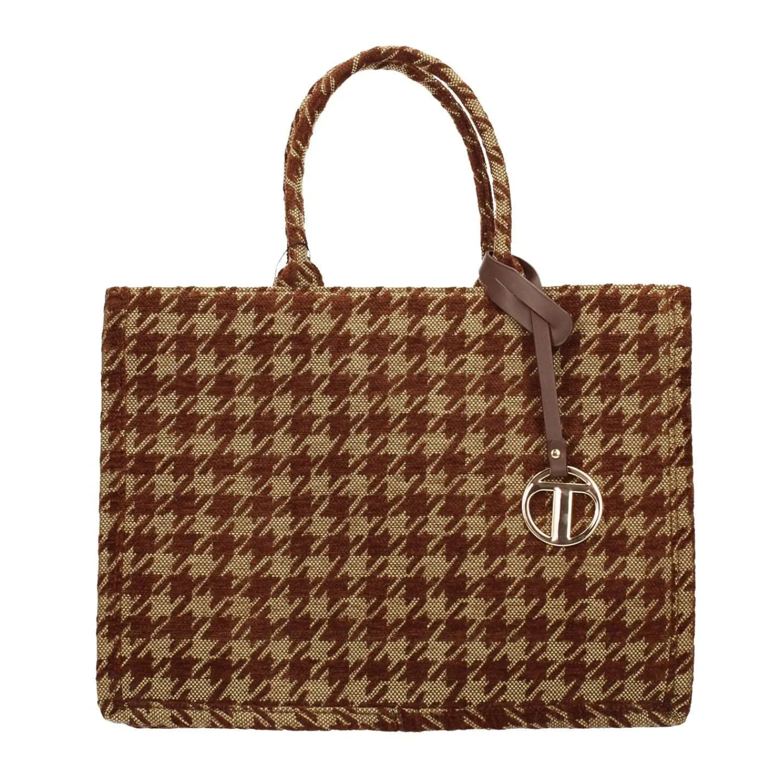 Tata Italia Borsa pied-de-poule beige e marrone Sale