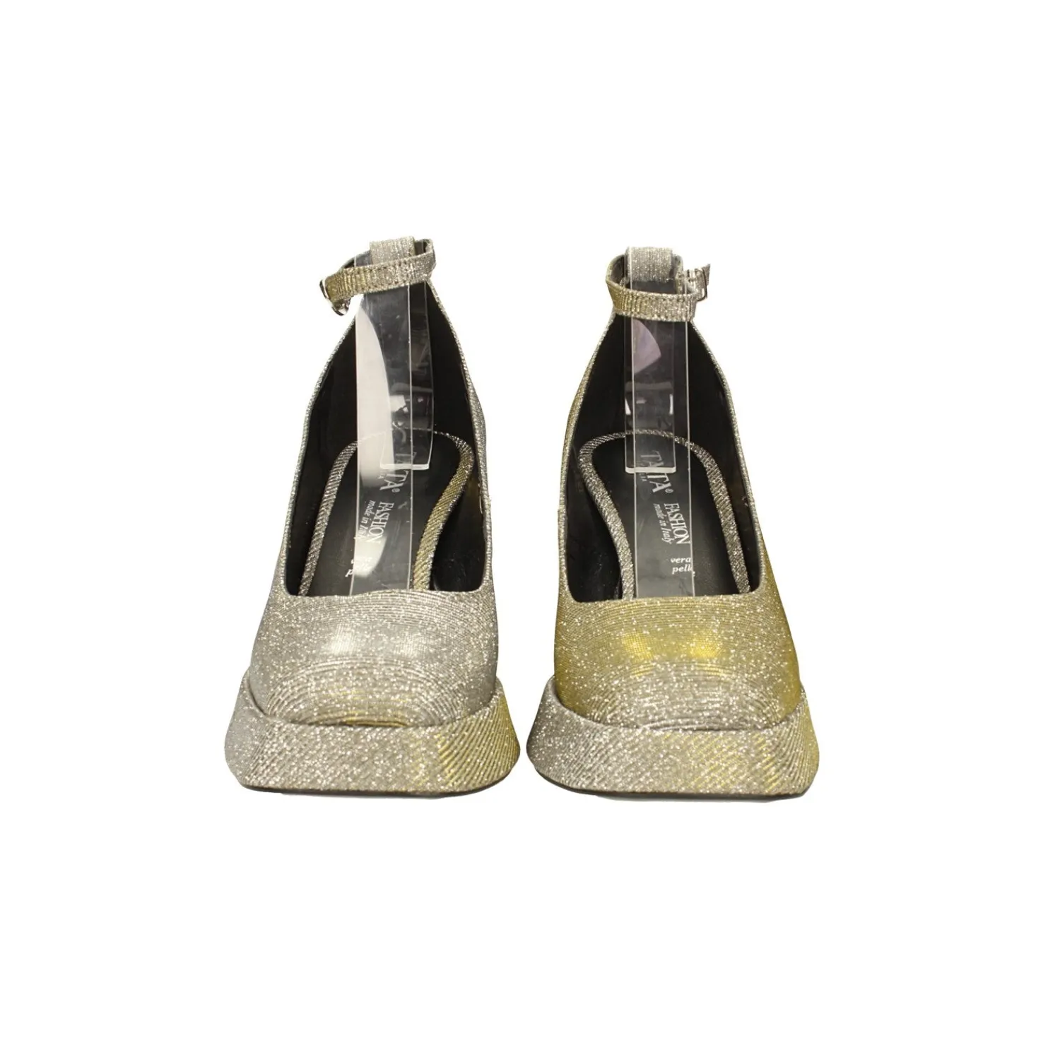 Tata Italia Décolleté glitterate. con punta squadrata e plateau. Made in Italy. Tacco alto 9cm Clearance
