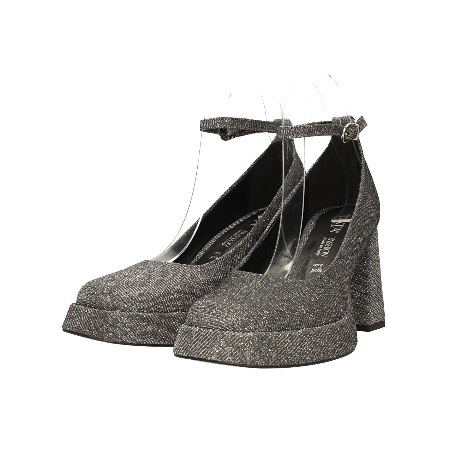 Tata Italia Décolleté glitterate. con punta squadrata e plateau. Made in Italy. Tacco alto 9cm Clearance