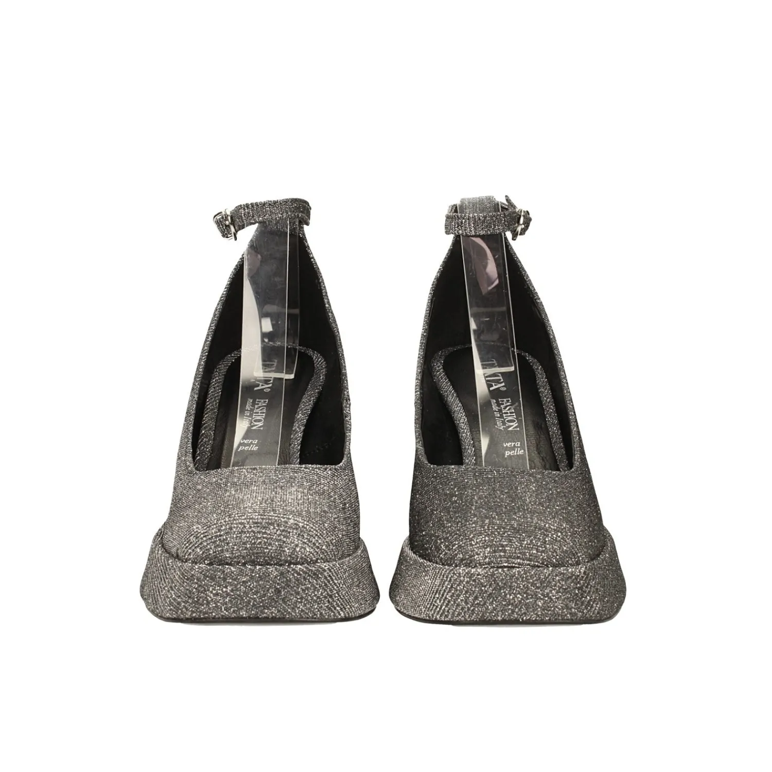 Tata Italia Décolleté glitterate. con punta squadrata e plateau. Made in Italy. Tacco alto 9cm Clearance