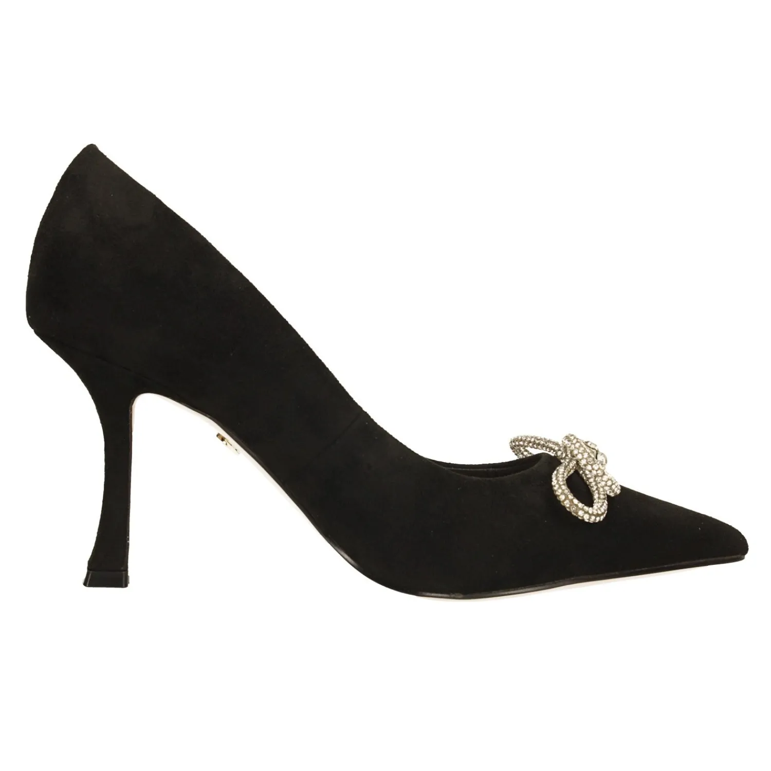 Tata Italia Décolleté in microfibra.. con fiocco tempestato di strass. Tacco alto 9cm Nero Outlet