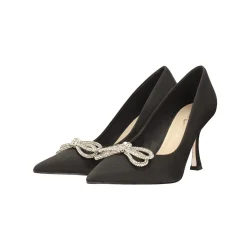 Tata Italia Décolleté in tessuto satin.. con fiocco tempestato di strass. Tacco alto 9cm Nero