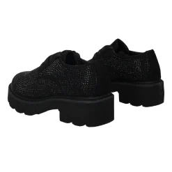 Tata Italia Derby con strass.Tacco alto 4cm Nero Sale
