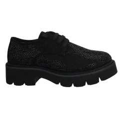 Tata Italia Derby con strass.Tacco alto 4cm Nero Sale