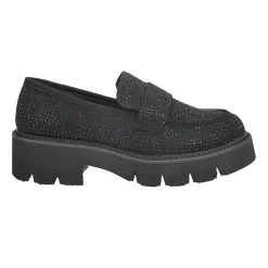 Tata Italia Mocassini con strass.Tacco alto 4cm Nero Hot