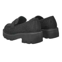 Tata Italia Mocassini con strass.Tacco alto 4cm Nero Hot