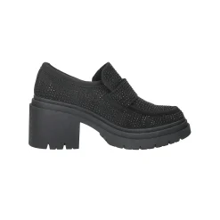 Tata Italia Mocassini con strass.Tacco alto 6cm Nero