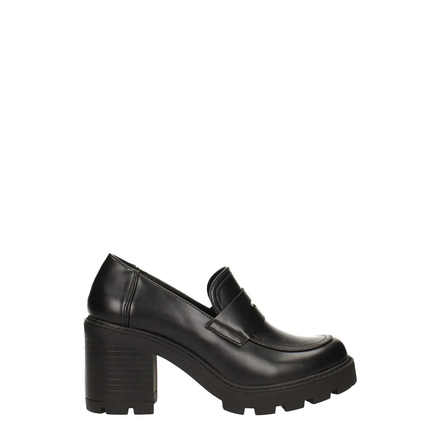 Tata Italia Pumps mocassino con tacco largo alto 7cm Nero