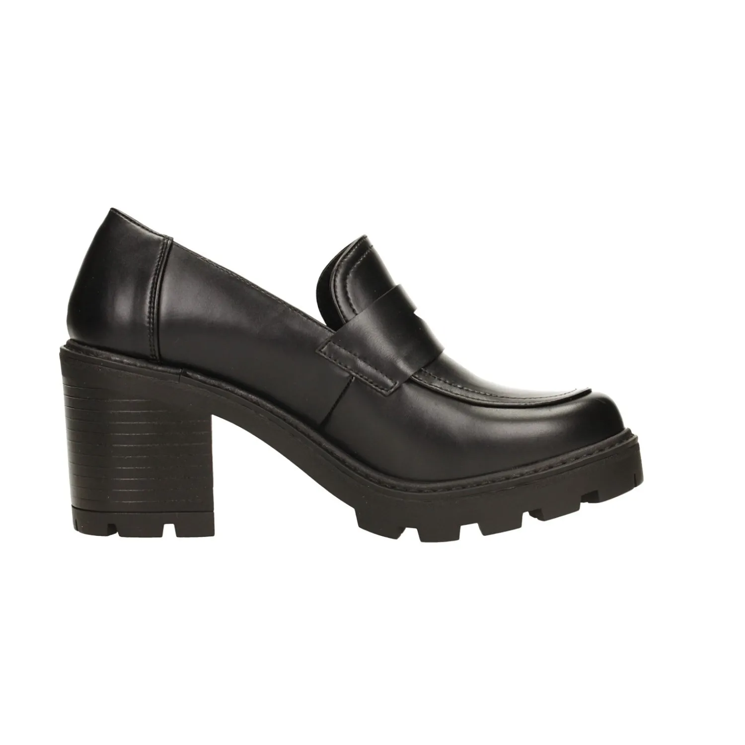 Tata Italia Pumps mocassino con tacco largo alto 7cm Nero