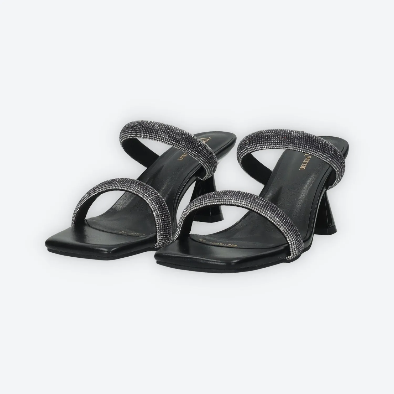 Tata Italia Sandali con due fasce e strass. Tacco alto 7cm Nero Best