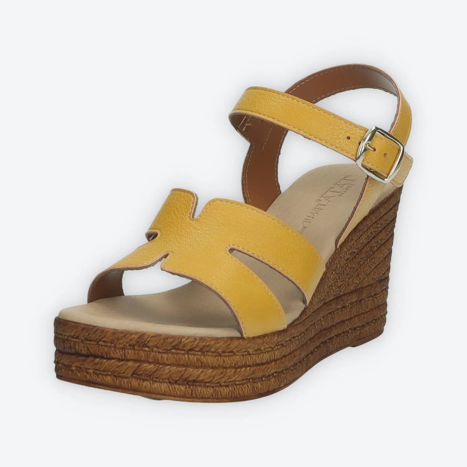 Tata Italia Sandali con zeppa. Made in Italy.Tacco alto 8cm Giallo New