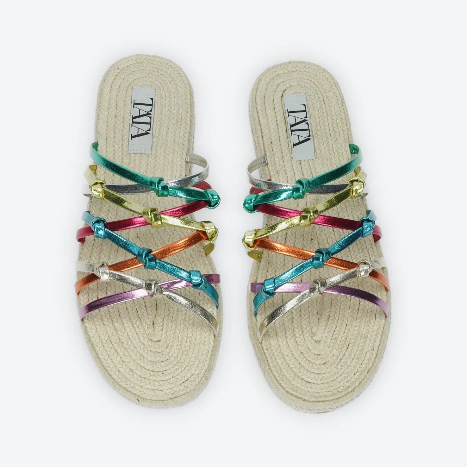 Tata Italia Sandali flat in corda Multicolore New