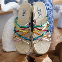 Tata Italia Sandali flat in corda Multicolore New