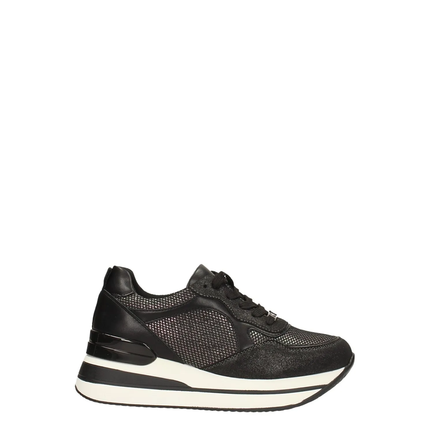 Tata Italia Sneakers nere con inserti in tessuto. Tacco alto 4cm Argento Outlet