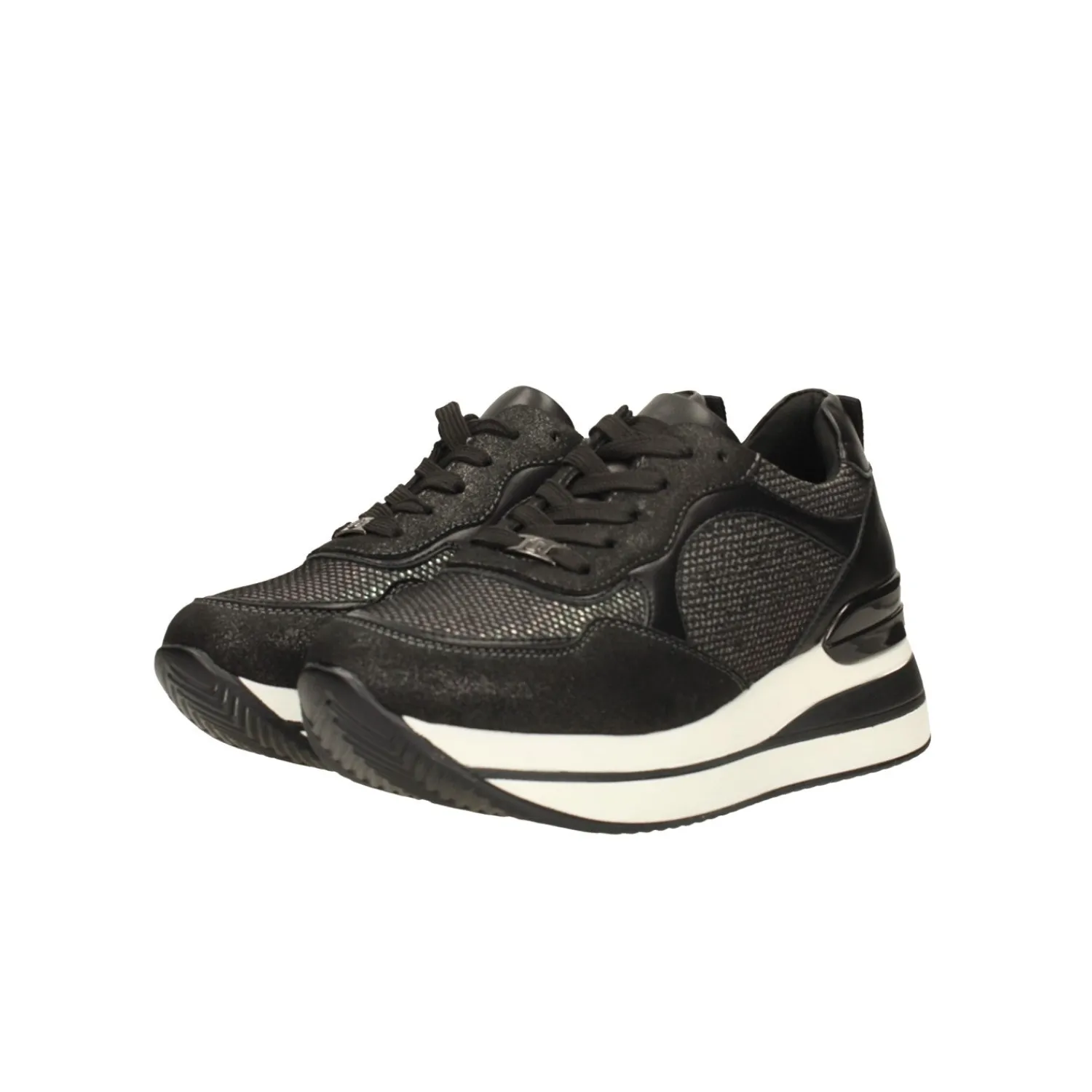 Tata Italia Sneakers nere con inserti in tessuto. Tacco alto 4cm Argento Outlet