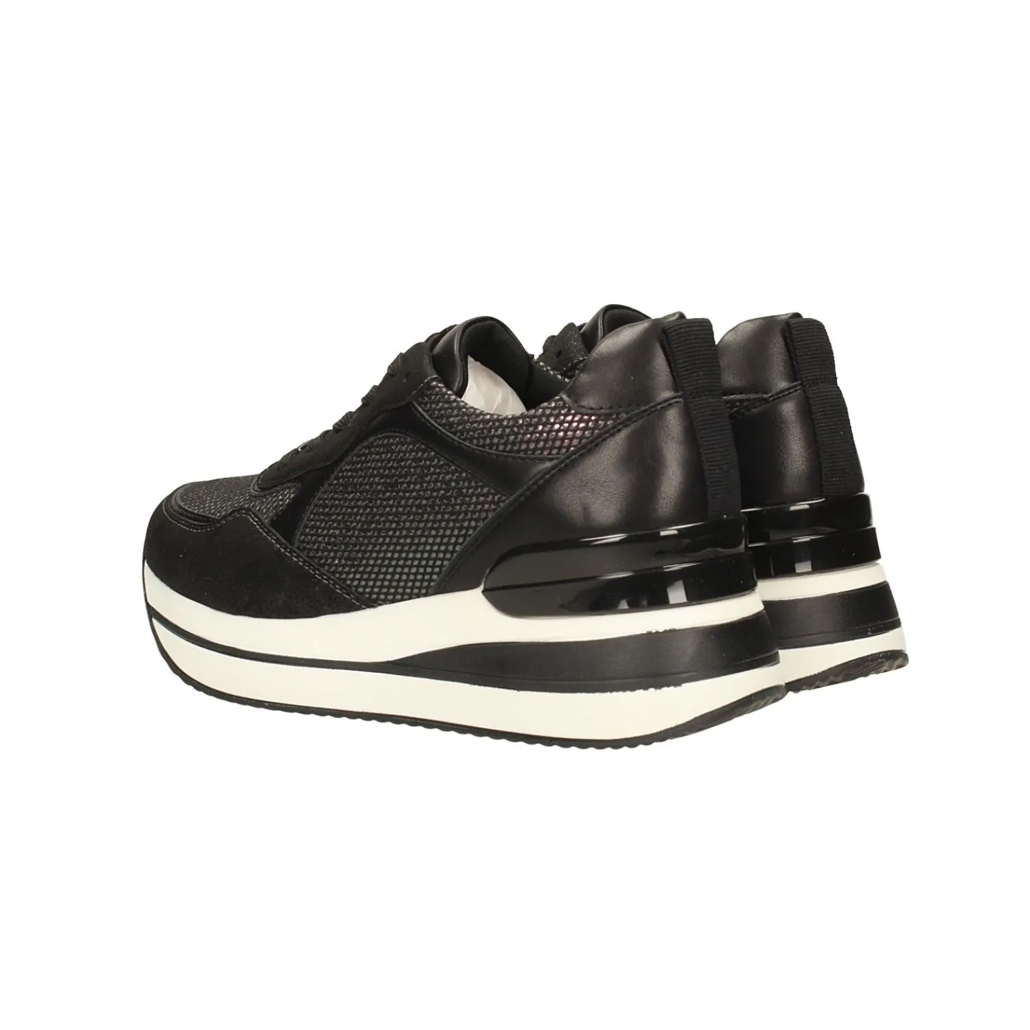 Tata Italia Sneakers nere con inserti in tessuto. Tacco alto 4cm Argento Outlet