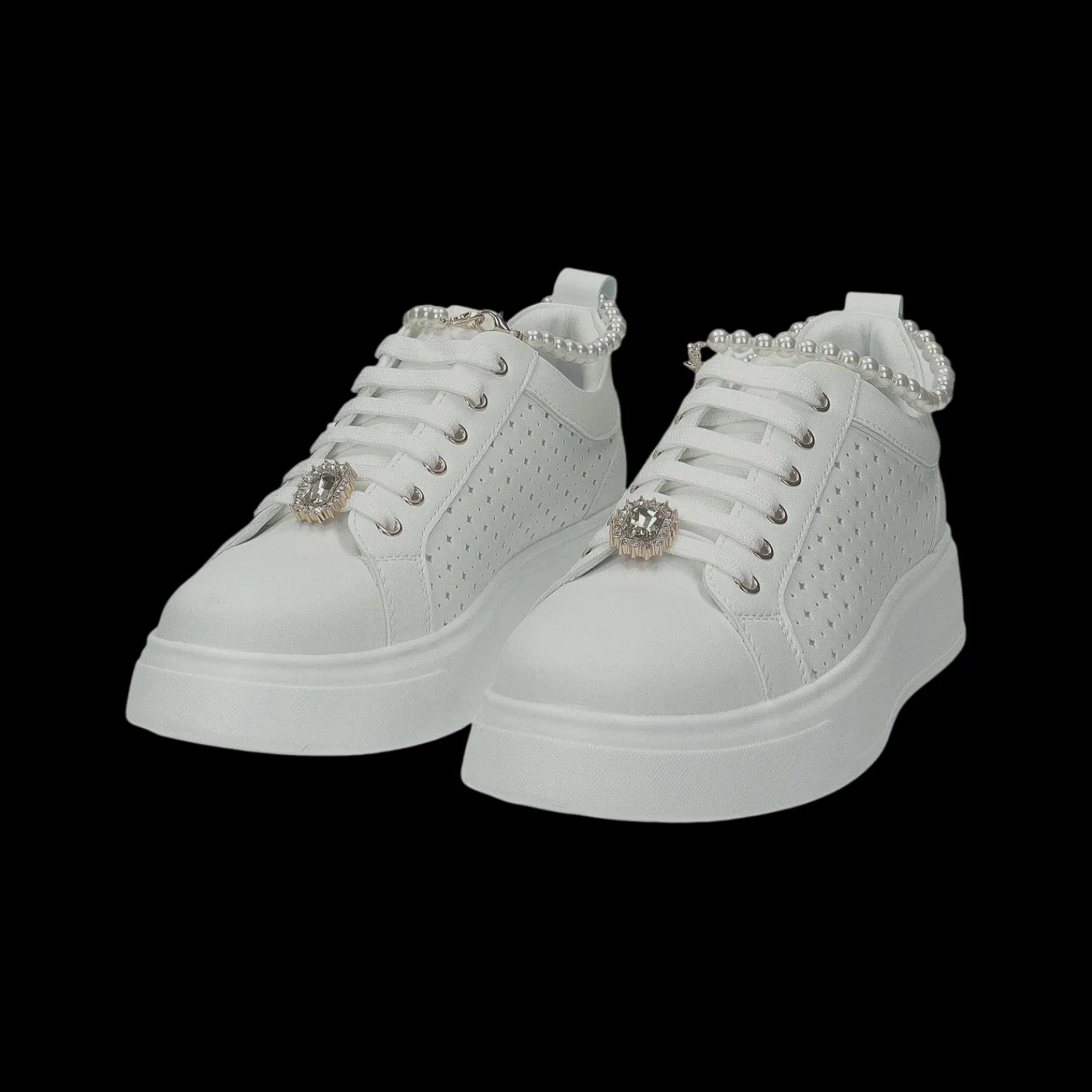 Tata Italia Sneakers platform con catena di perle.Tacco alto 4 cm Online