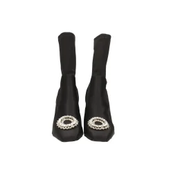 Tata Italia Stivaletti alla caviglia in tessuto con decorazione in pietre luccicanti. Tacco alto 9.5cm Nero Clearance