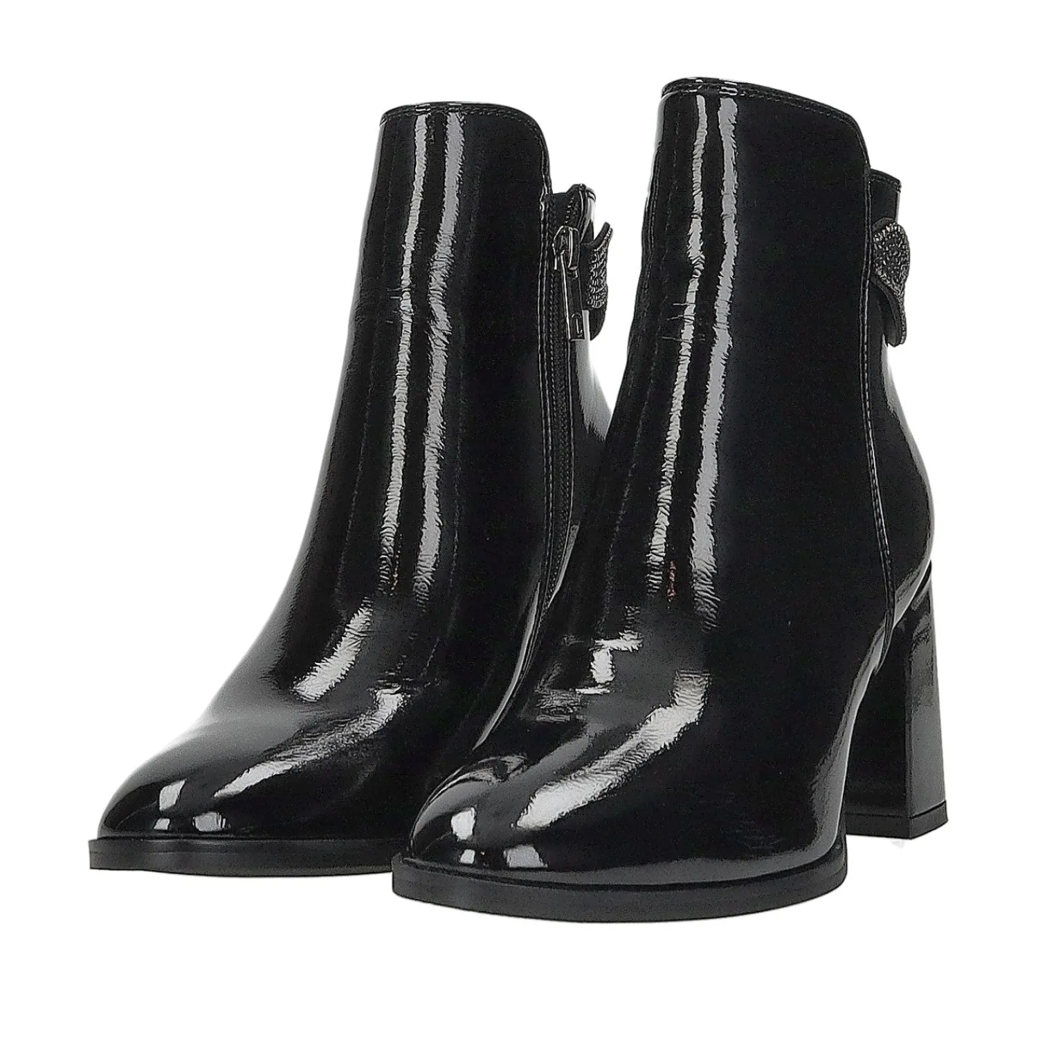 Tata Italia Stivaletti con inserti in strass.Tacco alto 7.5cm Nero Outlet