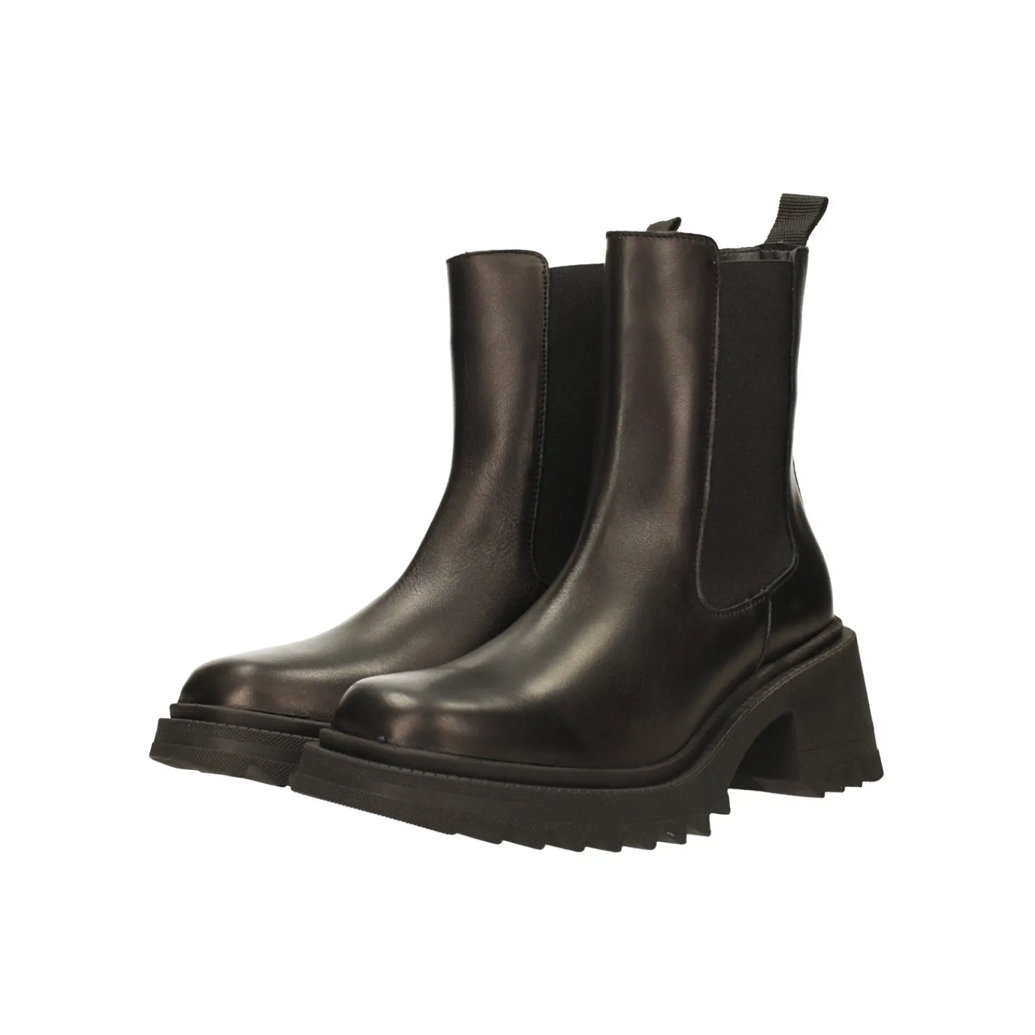 Tata Italia Stivaletti in vera pelle con punta squadrata. Tacco alto 6cm Nero Best