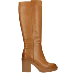 Tata Italia Stivali cuoio platform con punta squadrata. Tacco largo alto 8cm Outlet