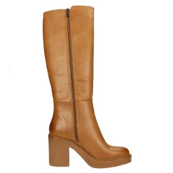 Tata Italia Stivali cuoio platform con punta squadrata. Tacco largo alto 8cm Outlet