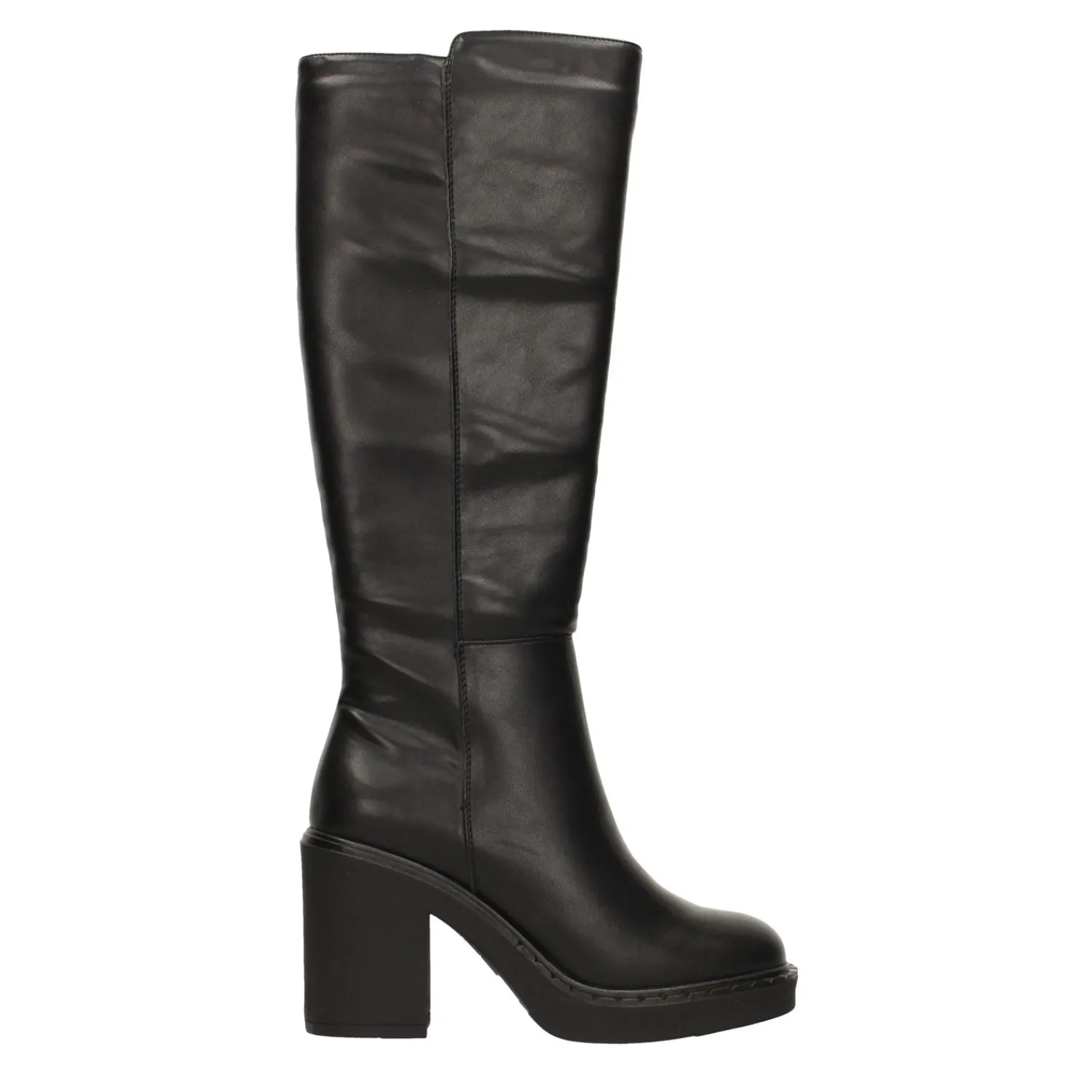 Tata Italia Stivali cuoio platform con punta squadrata. Tacco largo alto 8cm Outlet