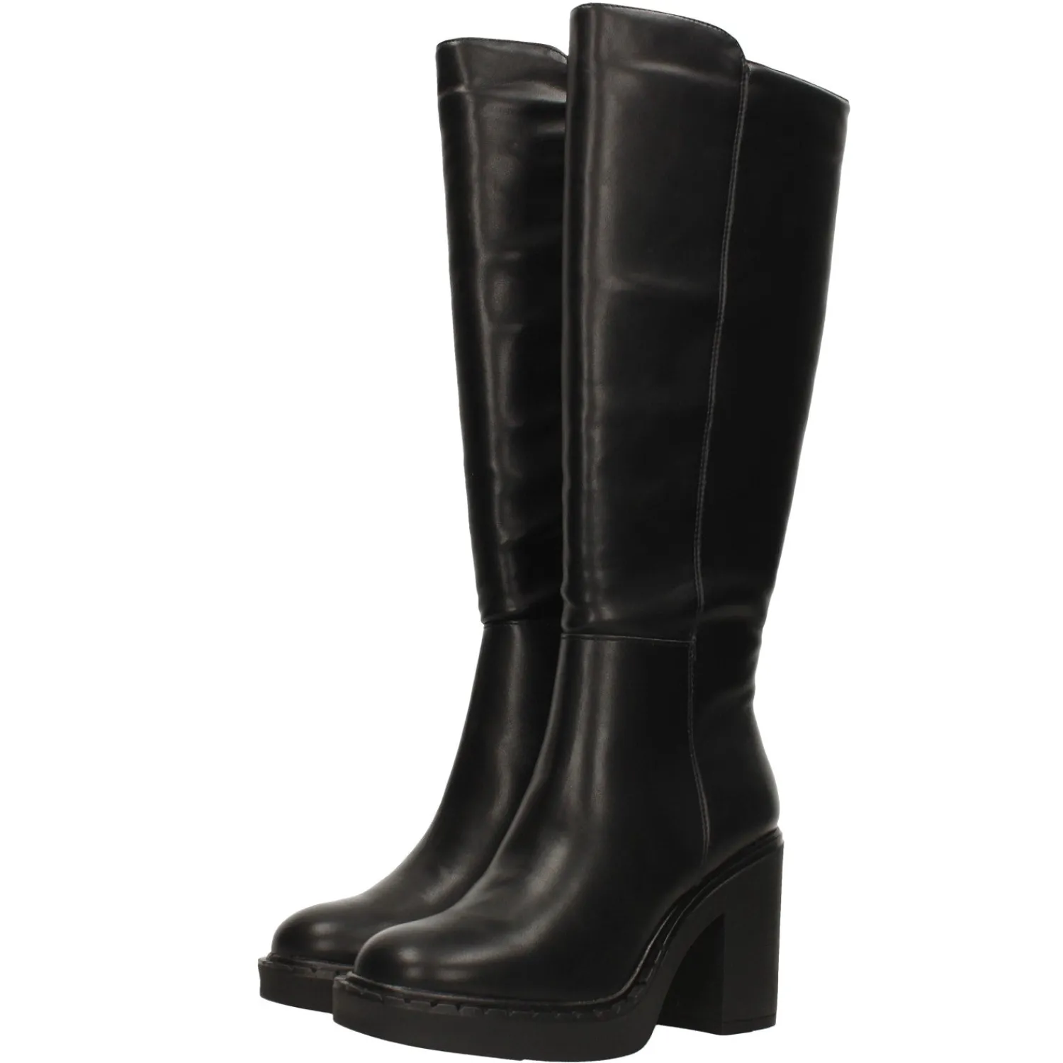 Tata Italia Stivali cuoio platform con punta squadrata. Tacco largo alto 8cm Outlet