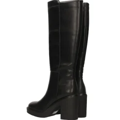 Tata Italia Stivali cuoio platform con punta squadrata. Tacco largo alto 8cm Outlet