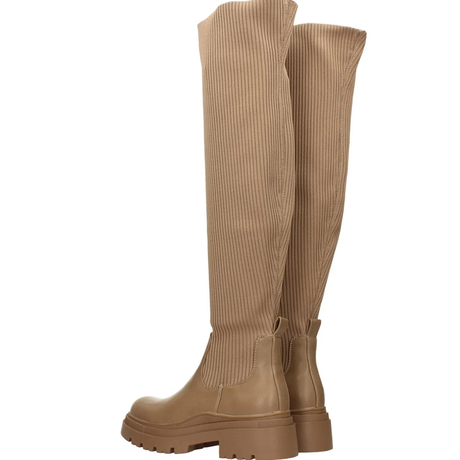 Tata Italia Stivali marroni con tomaia in tessuto elasticizzato. Tacco alto 5cm