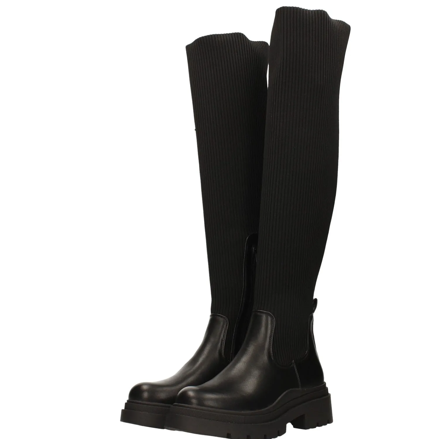 Tata Italia Stivali marroni con tomaia in tessuto elasticizzato. Tacco alto 5cm
