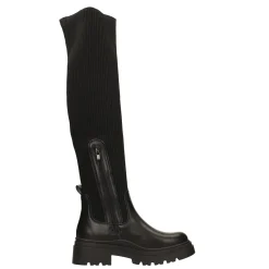 Tata Italia Stivali marroni con tomaia in tessuto elasticizzato. Tacco alto 5cm