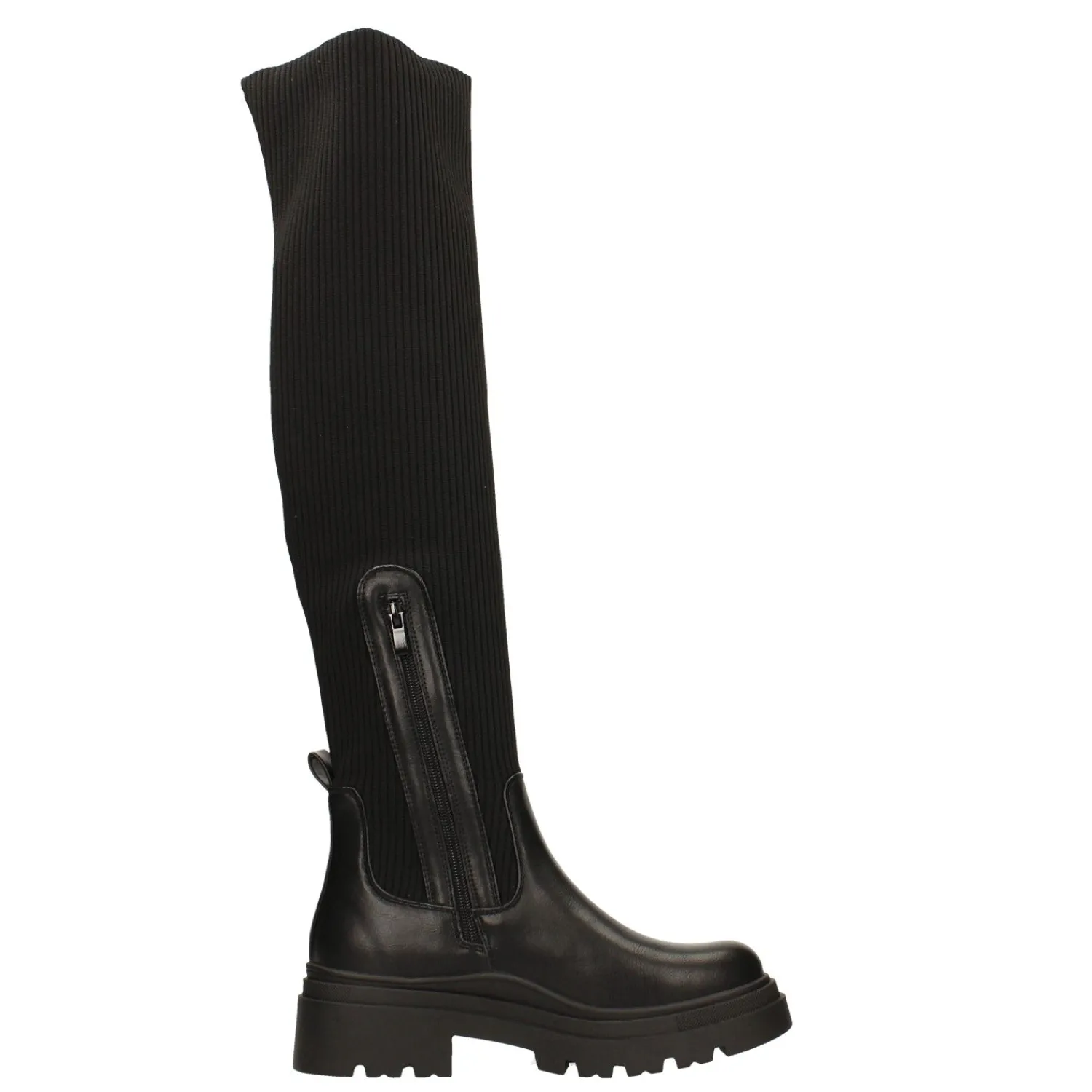 Tata Italia Stivali marroni con tomaia in tessuto elasticizzato. Tacco alto 5cm