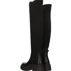 Tata Italia Stivali marroni con tomaia in tessuto elasticizzato. Tacco alto 5cm