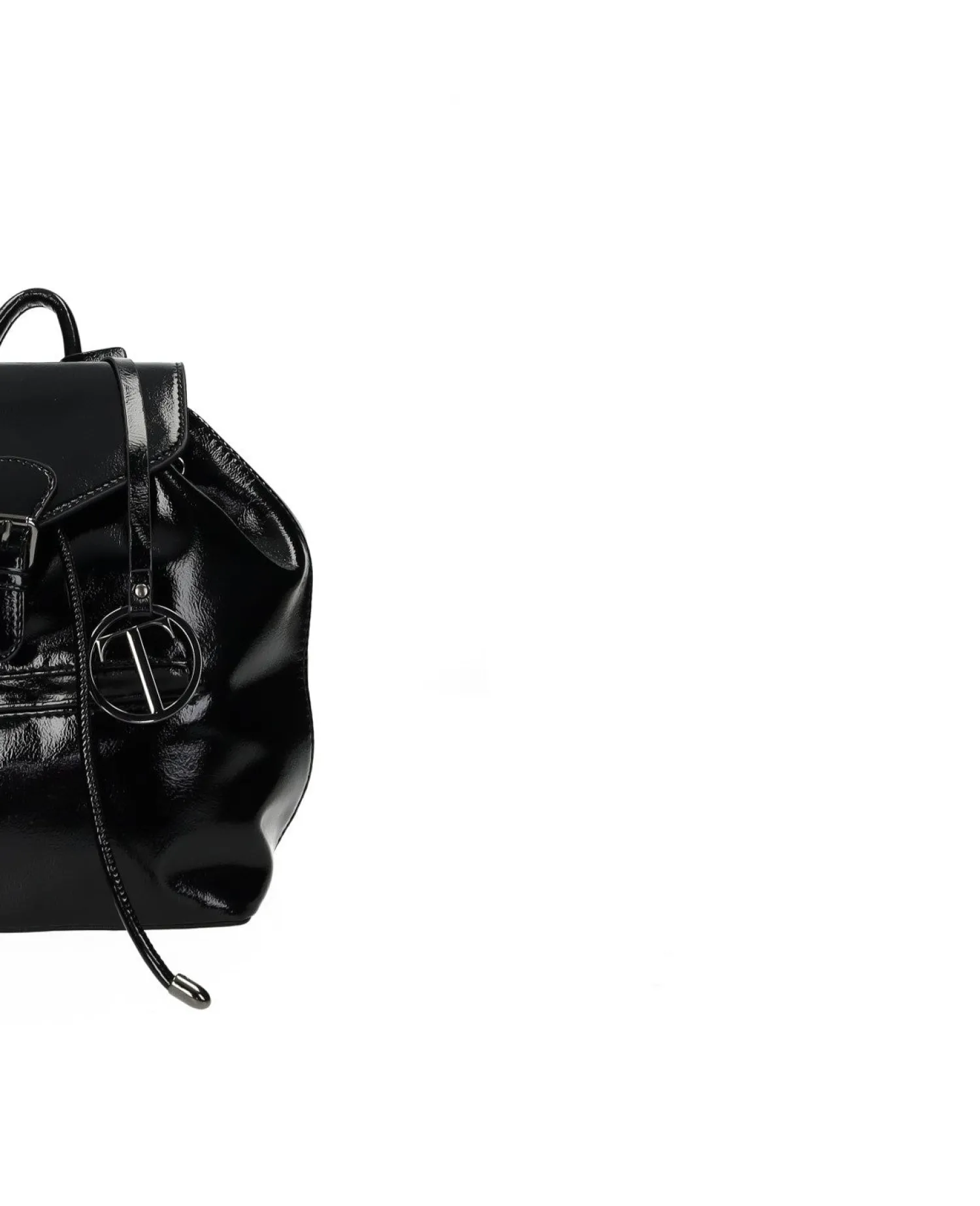 Tata Italia Zaino con patta di chiusura in vernice Nero Best
